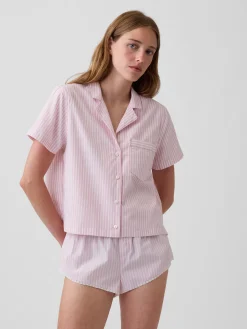 Poplin Stripe Crop PJ Shirt
