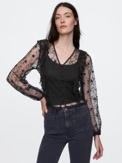 Recycled Lace Ruffle Top