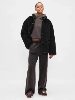 Recycled Sherpa & Vegan Leather-Trim Jacket