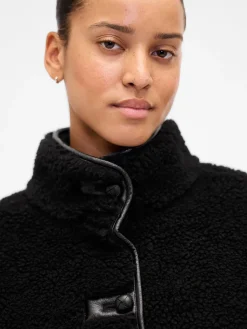 Recycled Sherpa & Vegan Leather-Trim Jacket