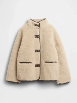 Recycled Sherpa & Vegan Leather-Trim Jacket