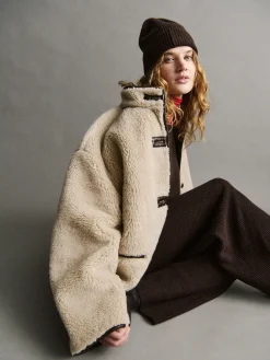 Recycled Sherpa & Vegan Leather-Trim Jacket