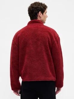 Recycled Sherpa Oversized Logo Zip Jacket
