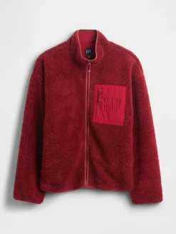 Recycled Sherpa Oversized Logo Zip Jacket