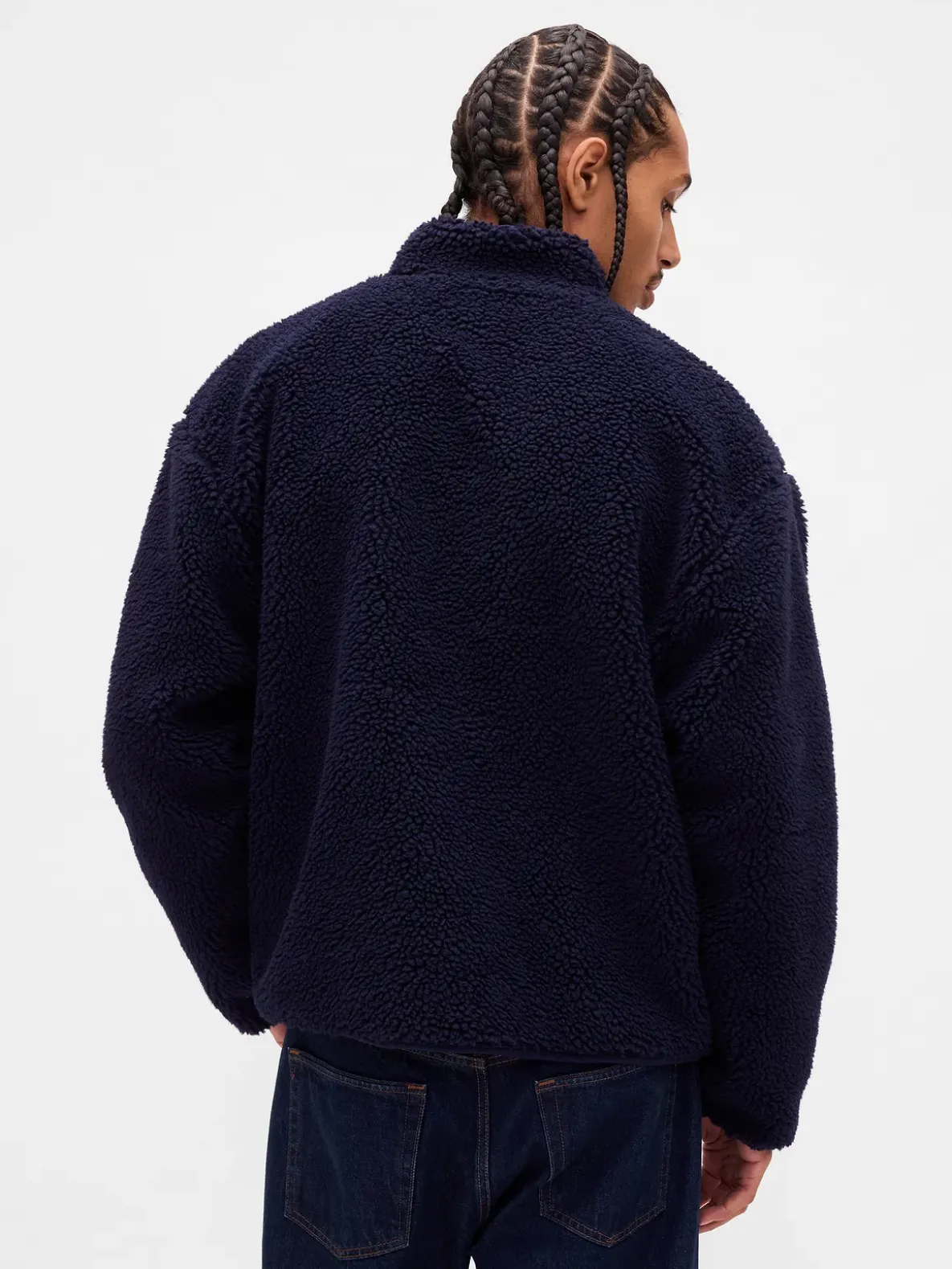 Recycled Sherpa Oversized Logo Zip Jacket
