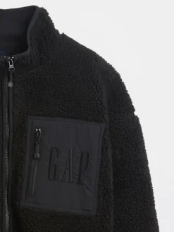 Recycled Sherpa Oversized Logo Zip Jacket