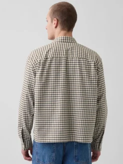 Relaxed Crop Straight-Hem Oxford Shirt