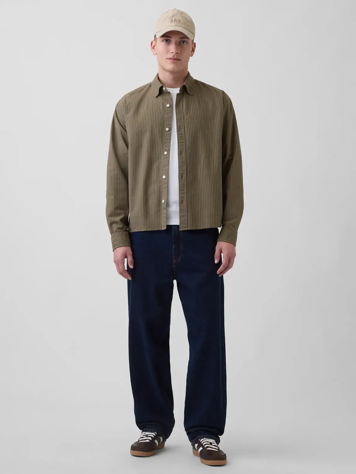 Relaxed Crop Straight-Hem Oxford Shirt
