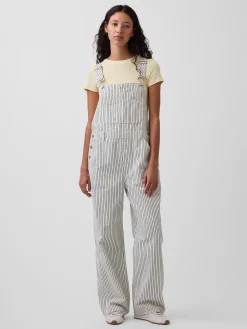 Relaxed Denim Stripe Overalls