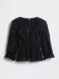 Ruffle Collar V-Neck Top