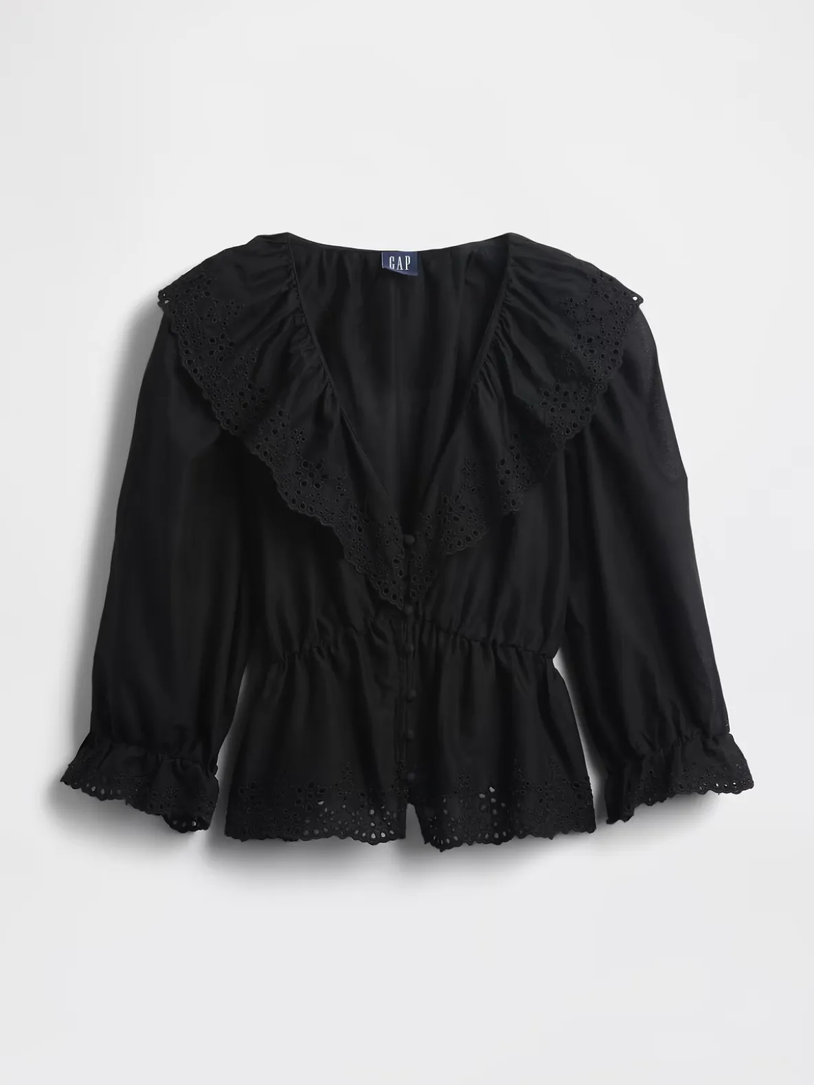 Ruffle Collar V-Neck Top