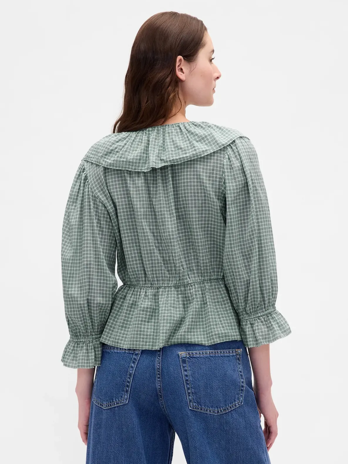 Ruffle Collar V-Neck Top