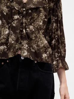 Ruffle Collar V-Neck Top