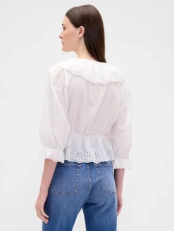 Ruffle Collar V-Neck Top