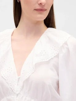 Ruffle Collar V-Neck Top