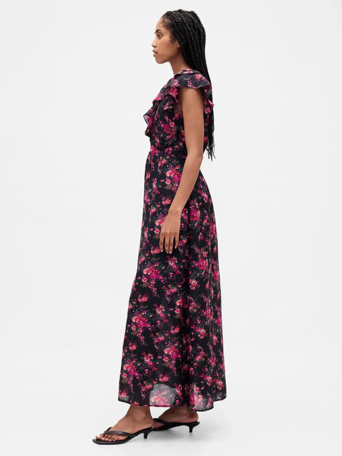 Ruffle V-Neck Maxi Dress