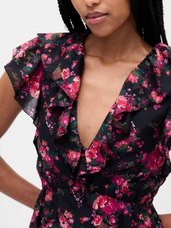 Ruffle V-Neck Maxi Dress