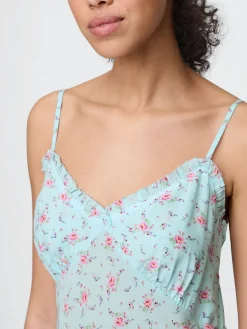 Ruffle-Trim Maxi Slip Dress