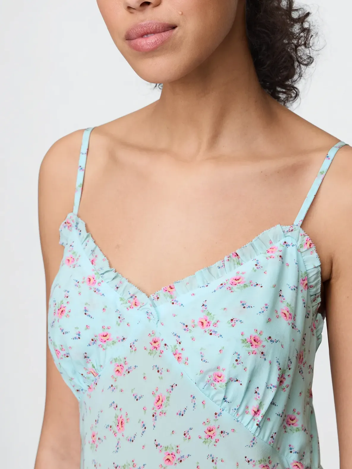 Ruffle-Trim Maxi Slip Dress