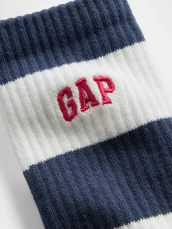 Rugby Stripe Logo Crew Socks