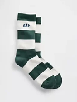 Rugby Stripe Logo Crew Socks