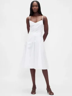 Seamed V-Neck Midi Dress
