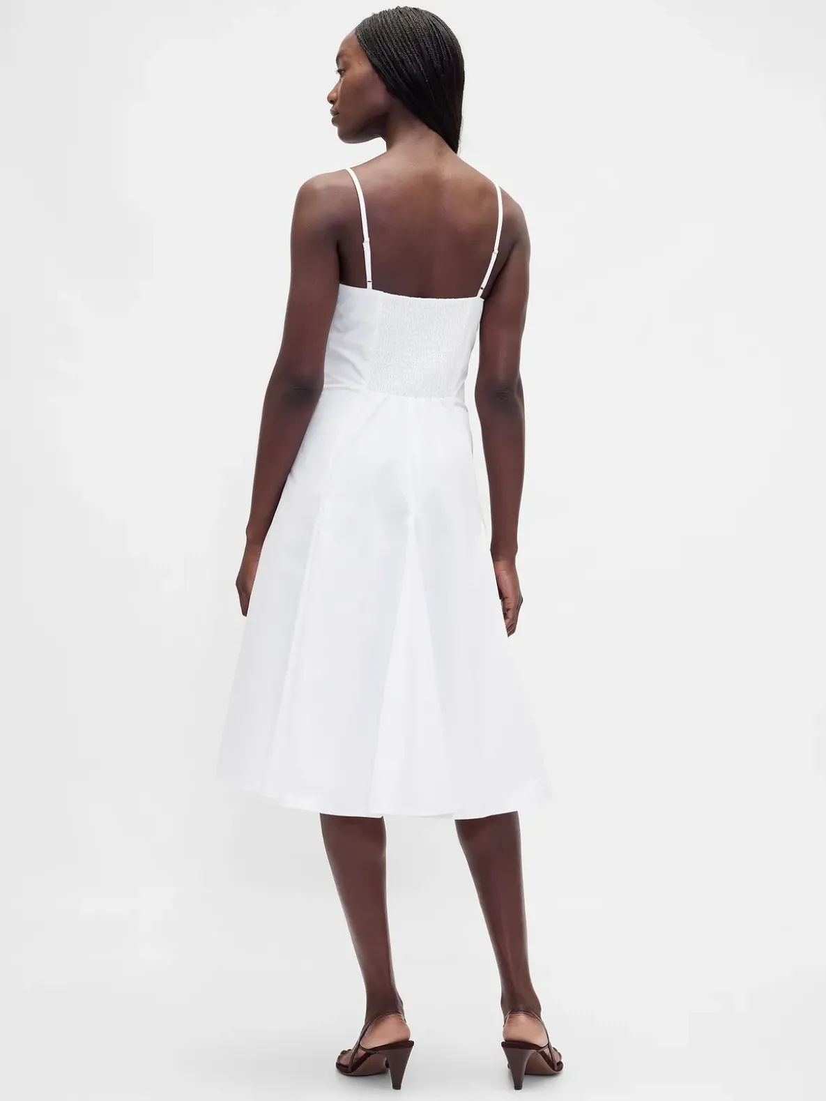 Seamed V-Neck Midi Dress