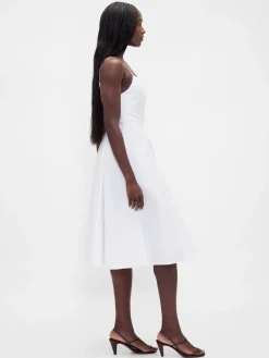 Seamed V-Neck Midi Dress