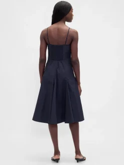 Seamed V-Neck Midi Dress