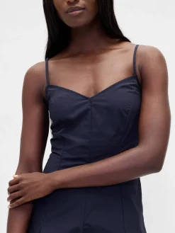 Seamed V-Neck Midi Dress