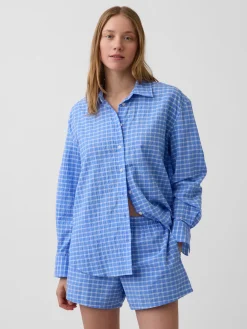Seersucker Plaid Oversized Shirt