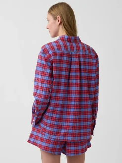 Seersucker Plaid Oversized Shirt