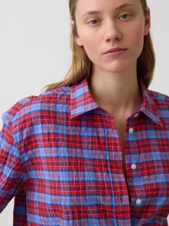 Seersucker Plaid Oversized Shirt