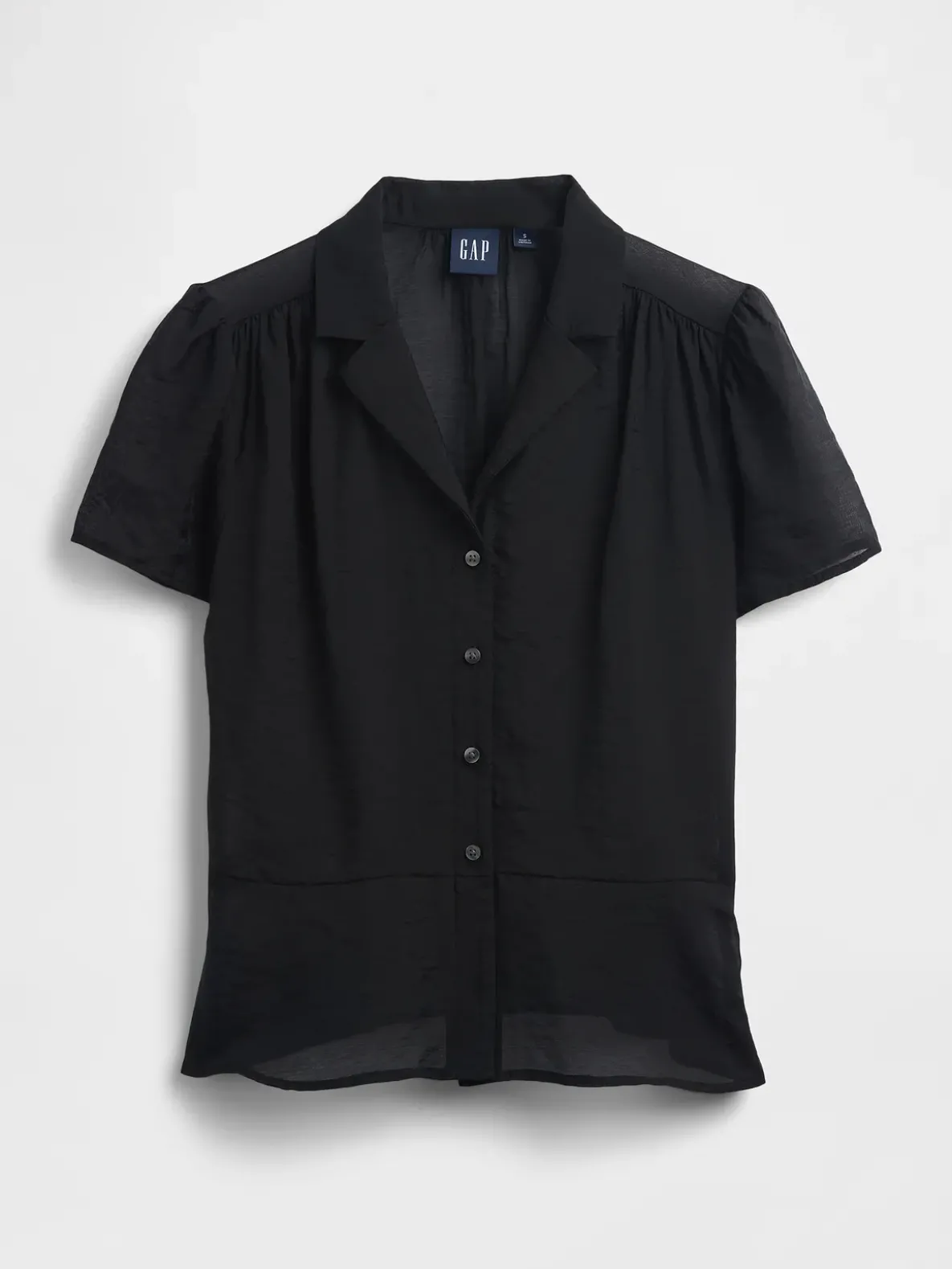 Sheer Button-Front Peplum Top