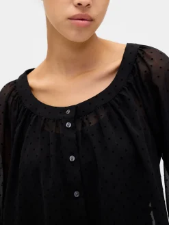 Sheer Button-Front Top