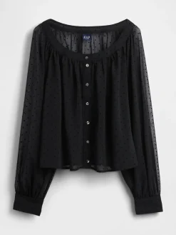 Sheer Button-Front Top