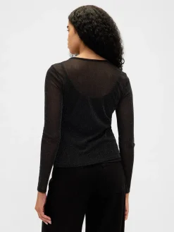 Sheer Metallic Mesh Top