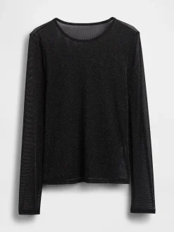 Sheer Metallic Mesh Top