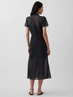 Sheer Midi Shirtdress
