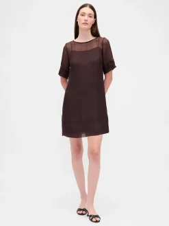 Sheer Organza Mini Shift Dress