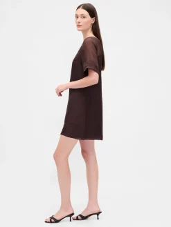 Sheer Organza Mini Shift Dress