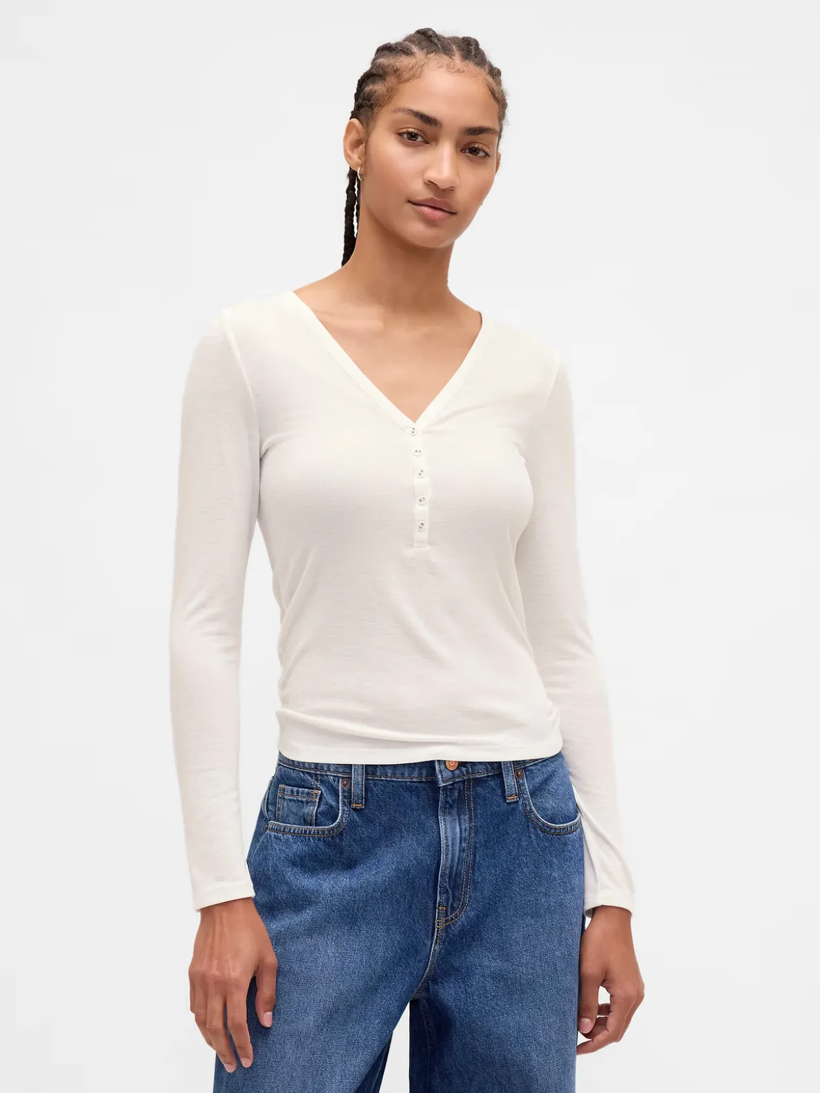 Sheer Rib Henley T-Shirt