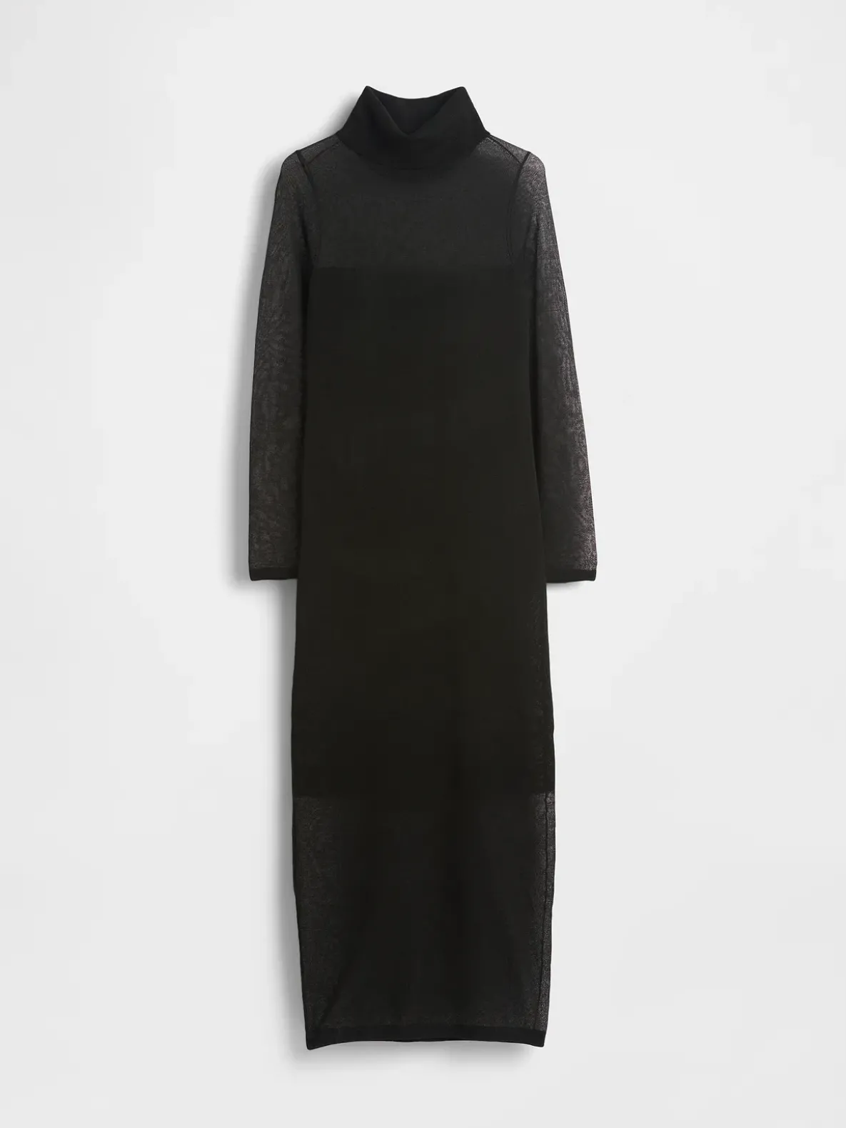 Sheer Turtleneck Maxi Sweater Dress