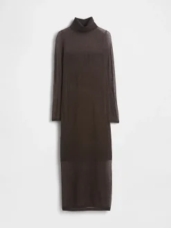 Sheer Turtleneck Maxi Sweater Dress