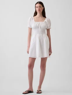 Smocked-Waist Mini Dress