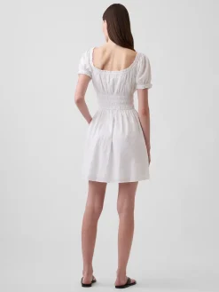 Smocked-Waist Mini Dress