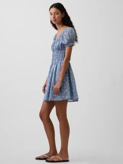 Smocked-Waist Mini Dress