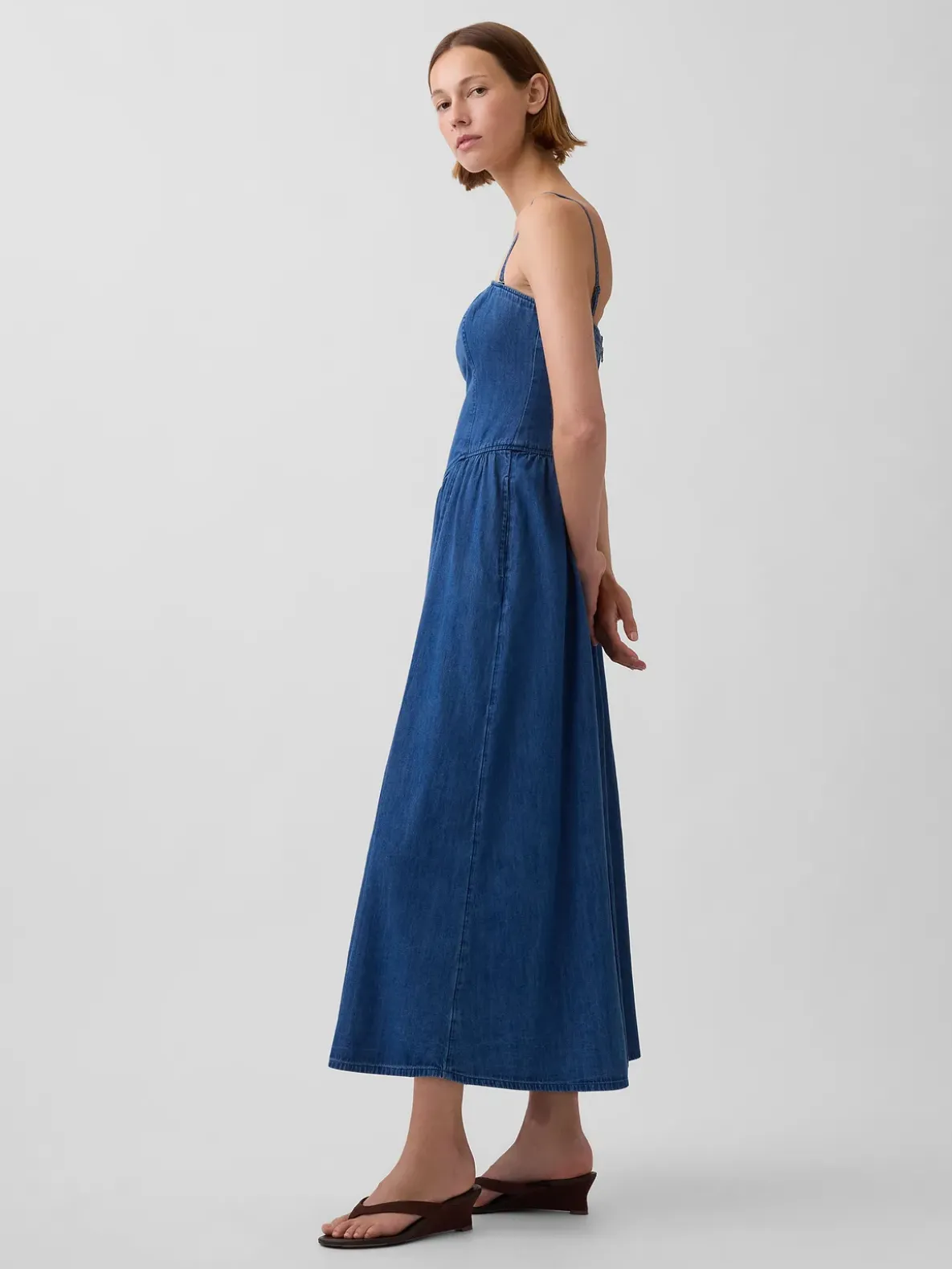 Strapless Denim Maxi Dress