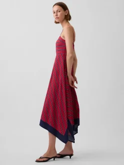Stripe Handkerchief Midi Dress