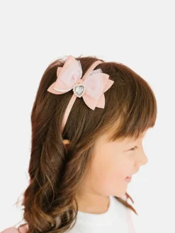 Sweet Wink Heart Charm Glitter Bow Headband
